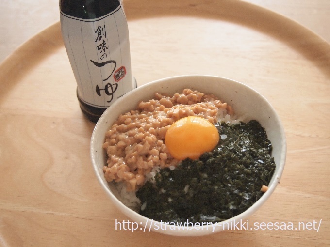 創味のつゆで納豆とクロメでネバネバ丼 つれづれ日記 わが家のごはん